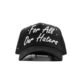 Gorra negra con frase “For All Our Haters” bordada en blanco y detalles en rosa de Dandy Hats