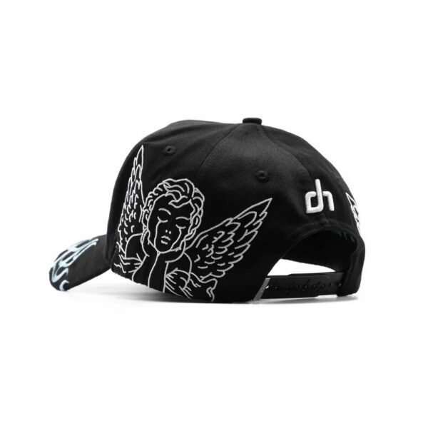 Parte trasera de la gorra LA Dandy Club Vista trasera con logo “dh” bordado y cierre ajustable snapback