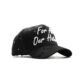 Gorra negra con bordado blanco “For All Our Haters” vista en ángulo lateral derecho