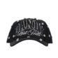 Gorra negra con incrustaciones brillantes y bordado "Dandy Lost Hills" en vista frontal